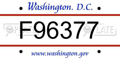F96377 District Of Columbia License Plate