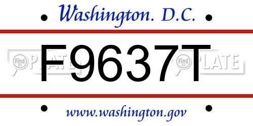 F9637T District Of Columbia License Plate
