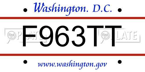 F963TT District Of Columbia License Plate