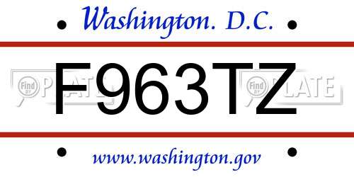 F963TZ District Of Columbia License Plate