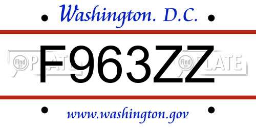 F963ZZ District Of Columbia License Plate