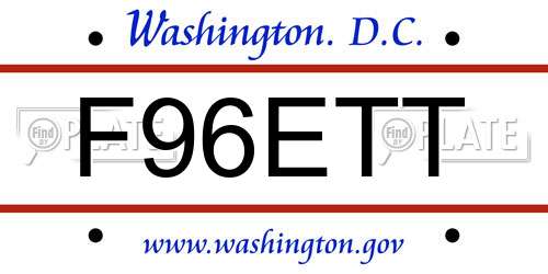 F96ETT District Of Columbia License Plate