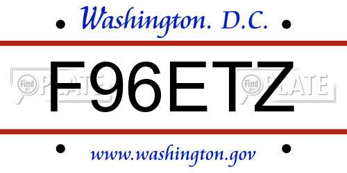F96ETZ District Of Columbia License Plate