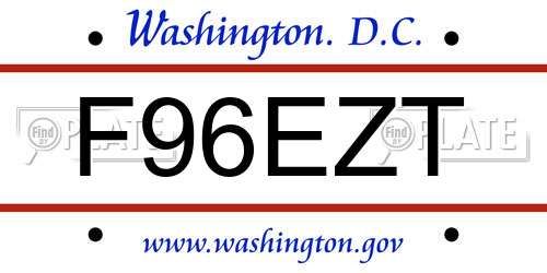 F96EZT District Of Columbia License Plate
