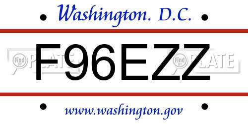 F96EZZ District Of Columbia License Plate