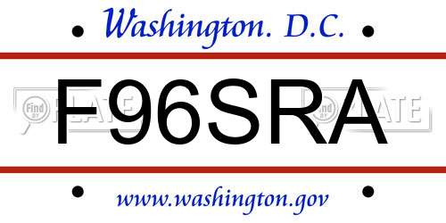 F96SRA District Of Columbia License Plate