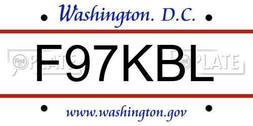 F97KBL District Of Columbia License Plate
