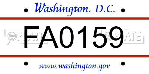 FA0159 District Of Columbia License Plate