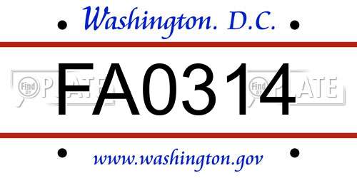 FA0314 District Of Columbia License Plate