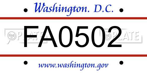 FA0502 District Of Columbia License Plate