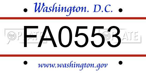 FA0553 District Of Columbia License Plate