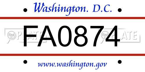 FA0874 District Of Columbia License Plate