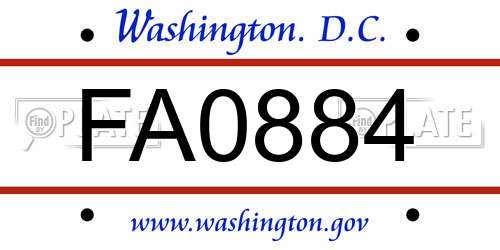 FA0884 District Of Columbia License Plate