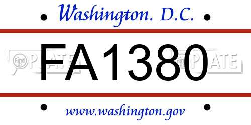 FA1380 District Of Columbia License Plate