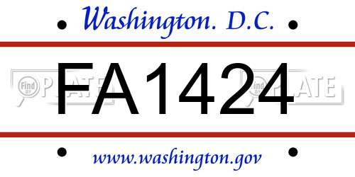 FA1424 District Of Columbia License Plate