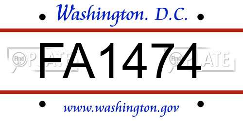 FA1474 District Of Columbia License Plate