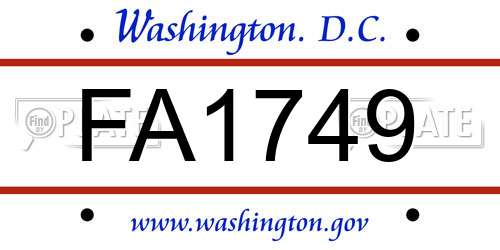 FA1749 District Of Columbia License Plate