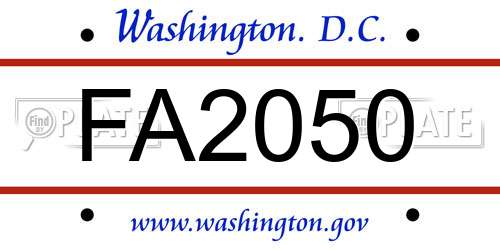 FA2050 District Of Columbia License Plate