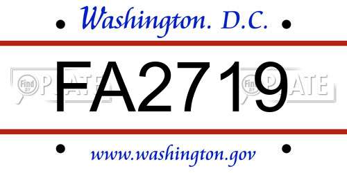 FA2719 District Of Columbia License Plate