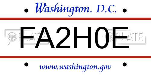FA2H0E District Of Columbia License Plate