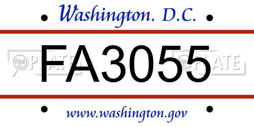 FA3055 District Of Columbia License Plate