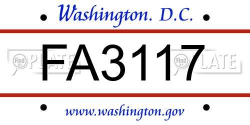 FA3117 District Of Columbia License Plate