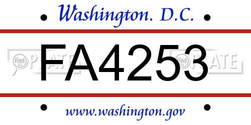 FA4253 District Of Columbia License Plate