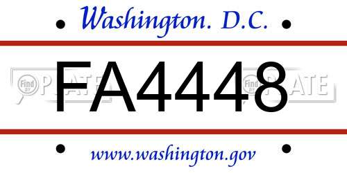 FA4448 District Of Columbia License Plate