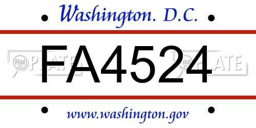 FA4524 District Of Columbia License Plate