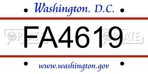 FA4619 District Of Columbia License Plate