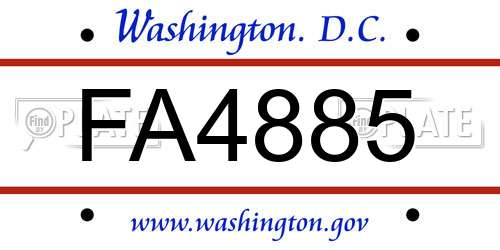 FA4885 District Of Columbia License Plate