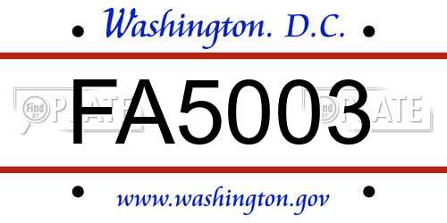 FA5003 District Of Columbia License Plate