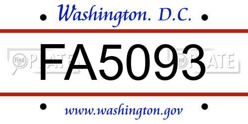 FA5093 District Of Columbia License Plate