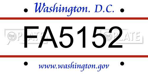 FA5152 District Of Columbia License Plate