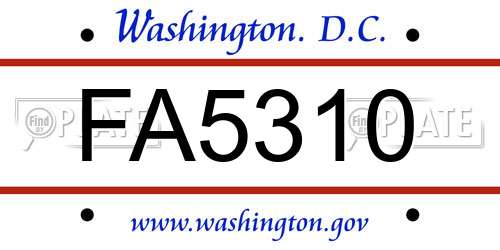 FA5310 District Of Columbia License Plate