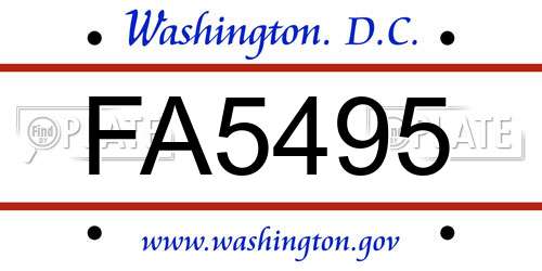 FA5495 District Of Columbia License Plate