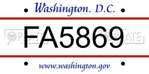 FA5869 District Of Columbia License Plate
