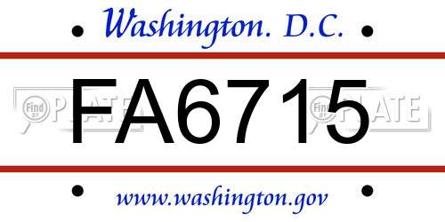 FA6715 District Of Columbia License Plate