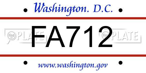 FA712 District Of Columbia License Plate