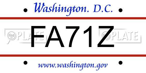 FA71Z District Of Columbia License Plate