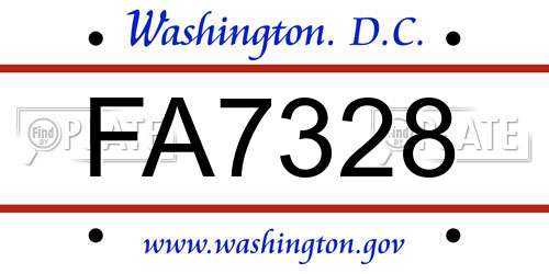 FA7328 District Of Columbia License Plate