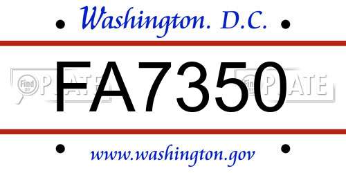 FA7350 District Of Columbia License Plate