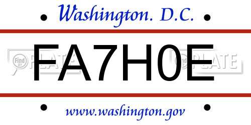FA7H0E District Of Columbia License Plate