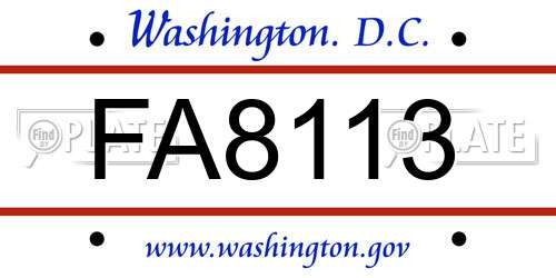 FA8113 District Of Columbia License Plate