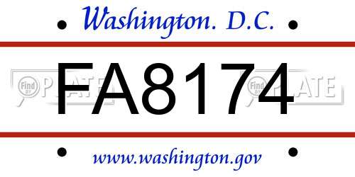 FA8174 District Of Columbia License Plate