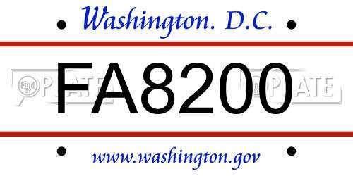 FA8200 District Of Columbia License Plate