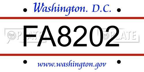 FA8202 District Of Columbia License Plate
