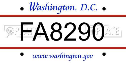 FA8290 District Of Columbia License Plate