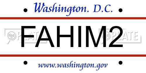 FAHIM2 District Of Columbia License Plate