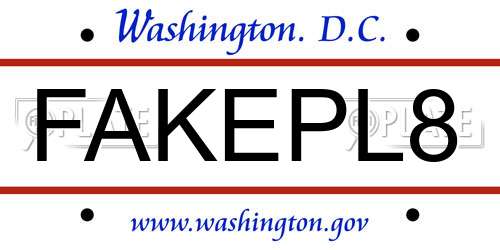FAKEPL8 District Of Columbia License Plate
